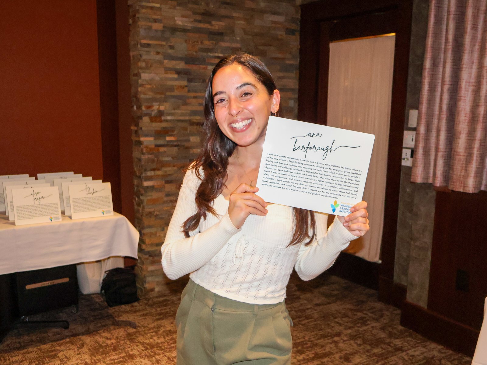 A Pauline Foster Women&rsquo;s Leadership Institute participant with her leadership statement