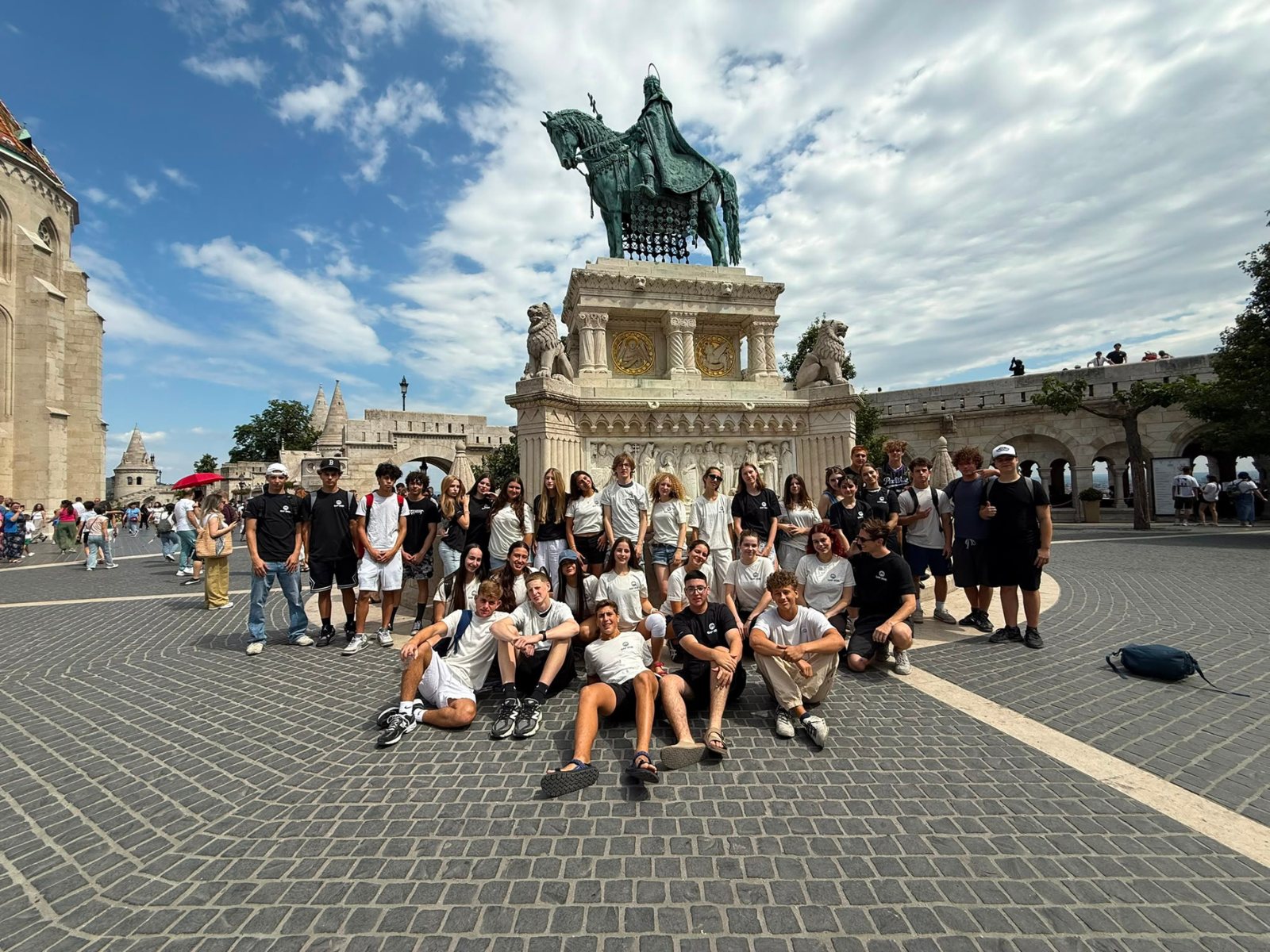 Jewish teens on a Federation trip at Fisherman&rsquo;s Bastion in Budapest