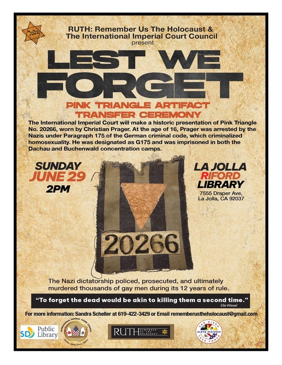 Pink Triangle Ceremony at RUTH: Remember Us The Holocaust Museum